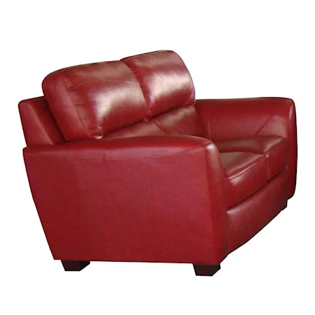 Contemporary Flared Arm Leather Loveseat